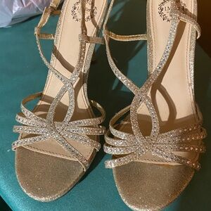 Elegant Gold Strappy Heels